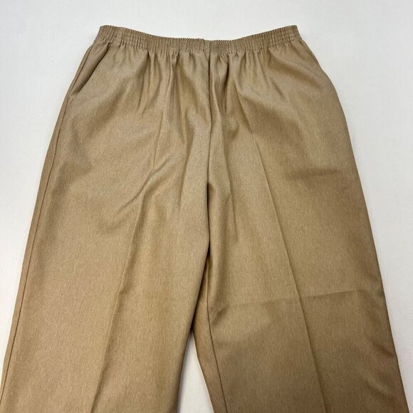 Alfred Dunner Womens Elastic Waist Pull On Cropped Straight Leg Pants Tan 8 - Picture 2 of 9